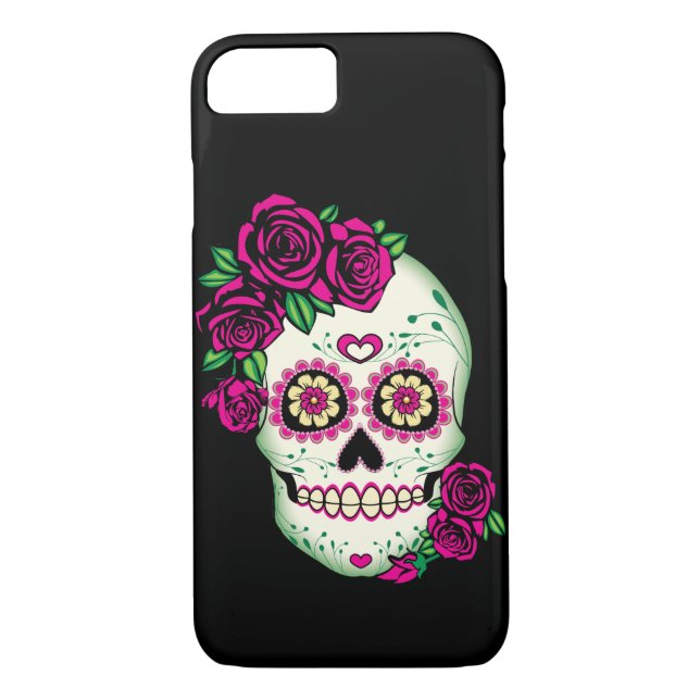 Sugar Skull with Roses Case-Mate iPhone Case (Back)
