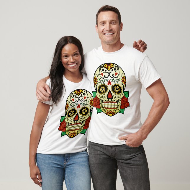 Sugar Skull with Roses T-Shirt (Unisex)