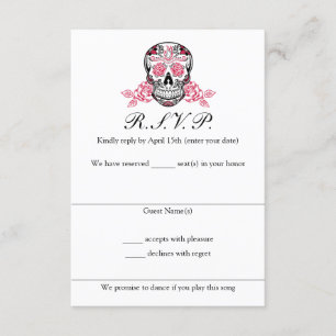 Sugar Skull with Roses Wedding RSVP cards