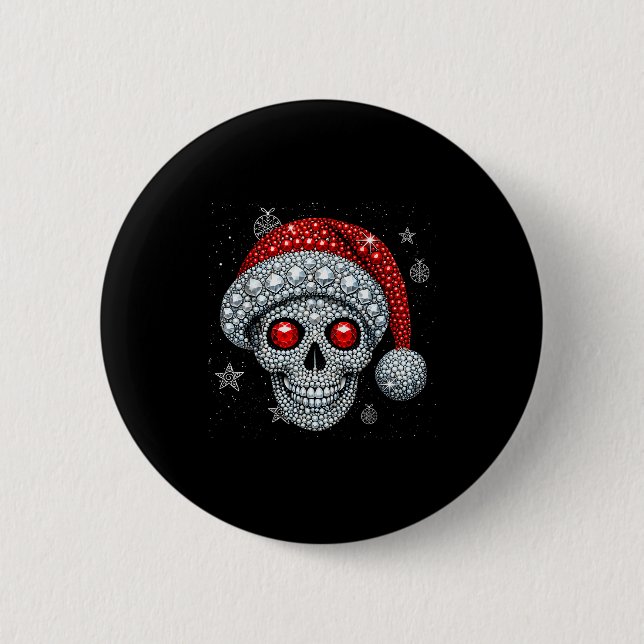 Sugar Skull With Santa Hat Tee Christmas Pajama Xm 6 Cm Round Badge (Front)