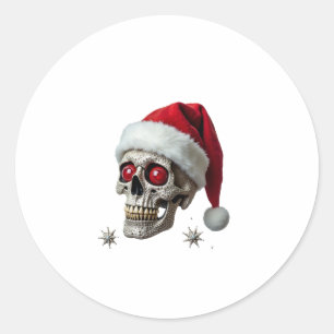 Sugar Skull with Santa Hat Tee Christmas Pajama Xm Classic Round Sticker