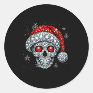 Sugar Skull With Santa Hat Tee Christmas Pajama Xm Classic Round Sticker