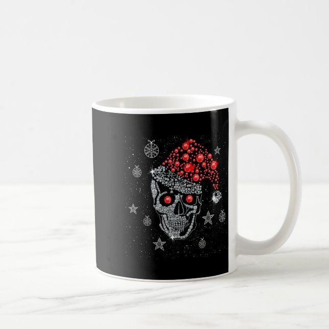 Sugar Skull With Santa Hat Tee Christmas Pajama Xm Coffee Mug (Right)