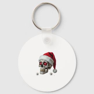 Sugar Skull with Santa Hat Tee Christmas Pajama Xm Key Ring