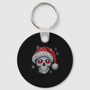 Sugar Skull With Santa Hat Tee Christmas Pajama Xm Key Ring