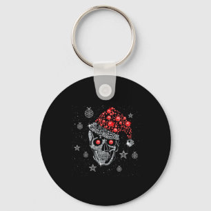 Sugar Skull With Santa Hat Tee Christmas Pajama Xm Key Ring