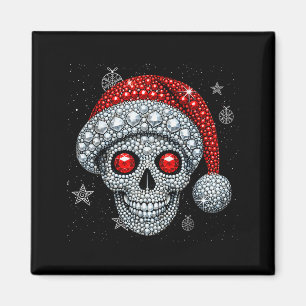 Sugar Skull With Santa Hat Tee Christmas Pajama Xm Magnet