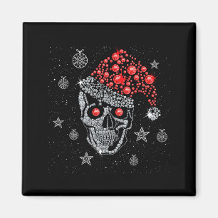 Sugar Skull With Santa Hat Tee Christmas Pajama Xm Magnet
