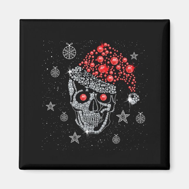 Sugar Skull With Santa Hat Tee Christmas Pajama Xm Magnet (Front)