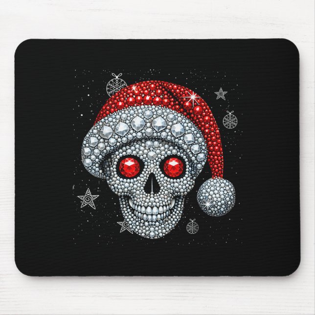 Sugar Skull With Santa Hat Tee Christmas Pajama Xm Mouse Mat (Front)