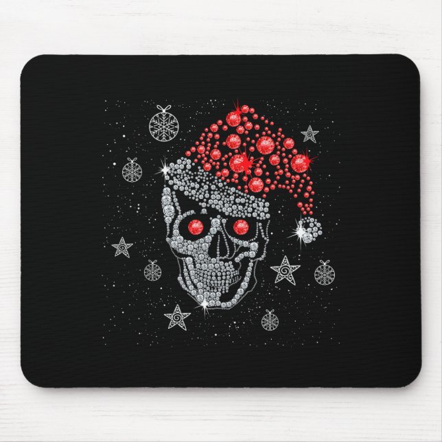 Sugar Skull With Santa Hat Tee Christmas Pajama Xm Mouse Mat (Front)