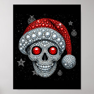 Sugar Skull With Santa Hat Tee Christmas Pajama Xm Poster