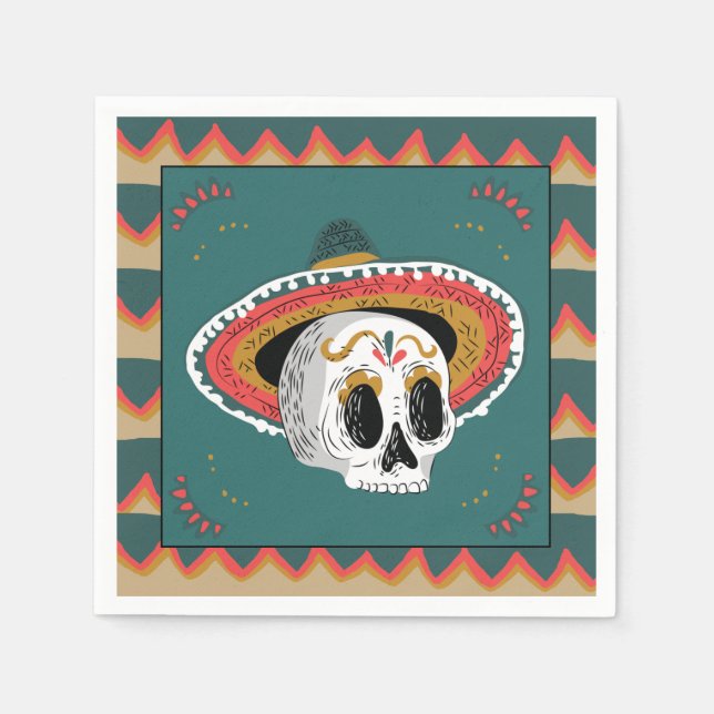 Sugar Skull with Sombrero Napkin (Front)