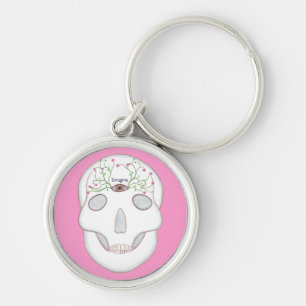 Sugar Skull with Third Eye, Flower Buds Keychains