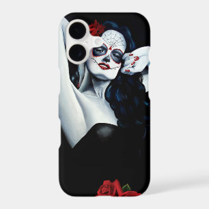 Sugar Skull Woman Gothic Black Red Roses Portrait