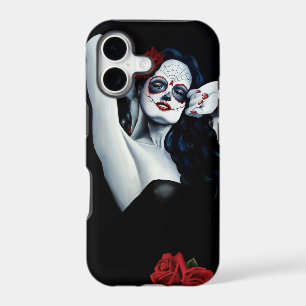 Sugar Skull Woman Gothic Black Red Roses Portrait