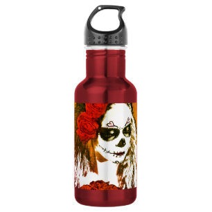 Sugar Skull Woman with Roses Art 532 Ml Water Bottle