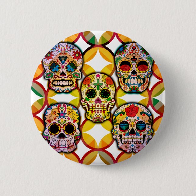 Sugar Skulls 6 Cm Round Badge (Front)