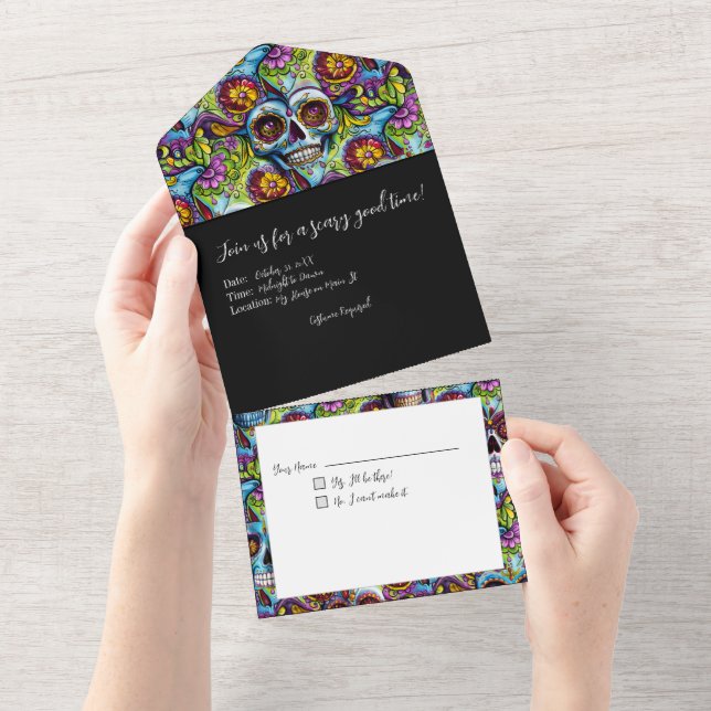 Sugar Skulls All In One Invitation (Tearaway)