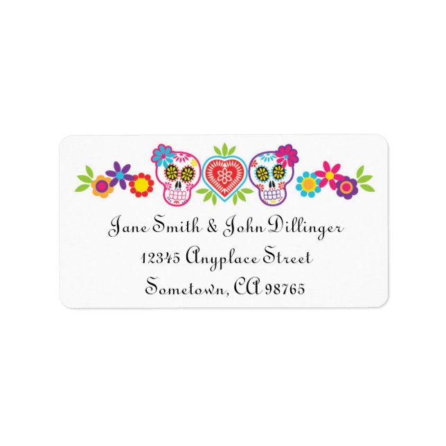 Sugar Skulls and Flowers Return Address Label (Front)
