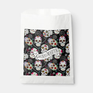 Sugar Skulls and Swirls Black ID725 Favour Bags
