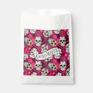 Sugar Skulls and Swirls Rose Red ID725 Favour Bags