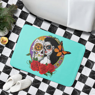 Sugar Skulls Art Nouveau  Bath Mat