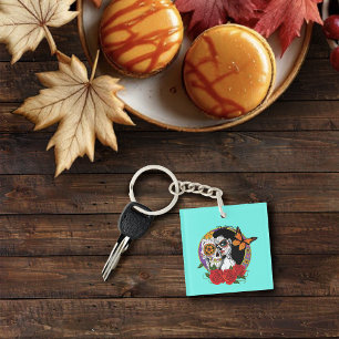 Sugar Skulls Art Nouveau Key Ring