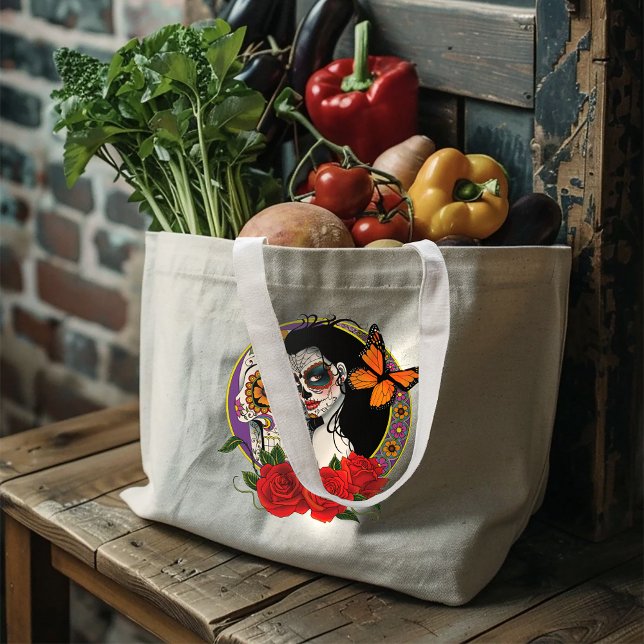 Sugar Skulls Art Nouveau Large Tote Bag (Creator Uploaded)