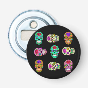 Sugar Skulls Button Bottle Opener