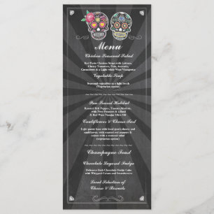 Sugar Skulls Chalkboard Wedding Party Menu Invitation