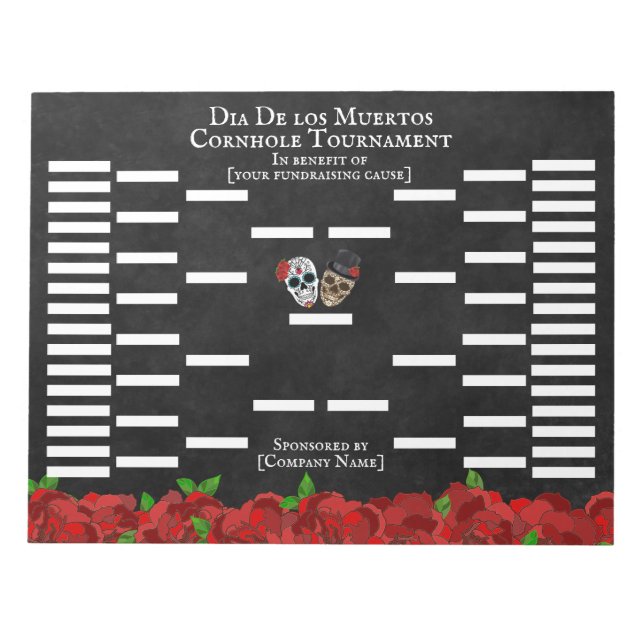 Sugar Skulls Cornhole Tournament Score Board Notepad (Front)