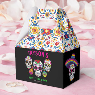 Sugar Skulls Day 1st Birthday Party Colorful Día Favour Box