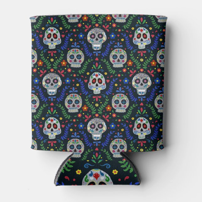 Sugar Skulls: Day of Dead Pattern. Can Cooler (Front)