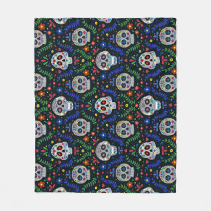 Sugar Skulls: Day of Dead Pattern. Fleece Blanket