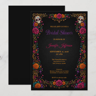 Sugar Skulls Day of the Dead Bridal Shower Invitation