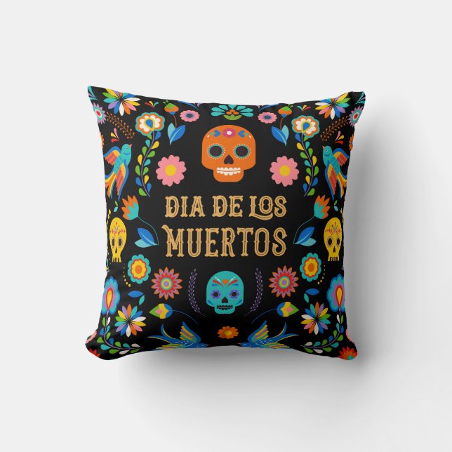Sugar Skulls Day of the Dead Cushion (Front)