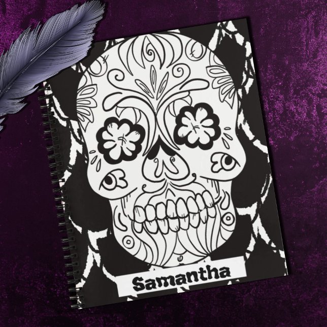 Sugar Skulls Day of the Dead Lattice Line Art Note Notebook (Creator Uploaded)