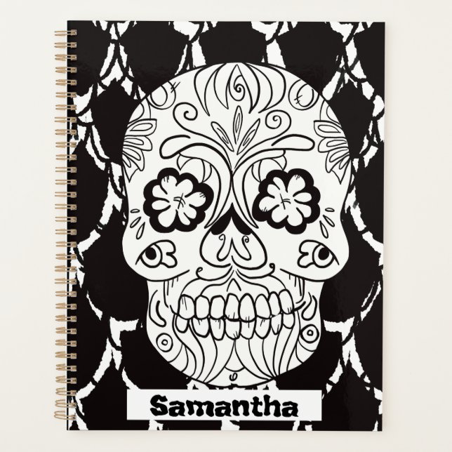 Sugar Skulls Day of the Dead Lattice Planner (Front)