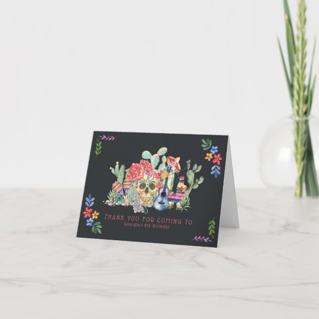 Sugar Skulls Day of the Dead Photo Thank You Card (Front)