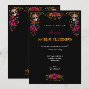 Sugar Skulls Day of the Dead T Birthday Invitation