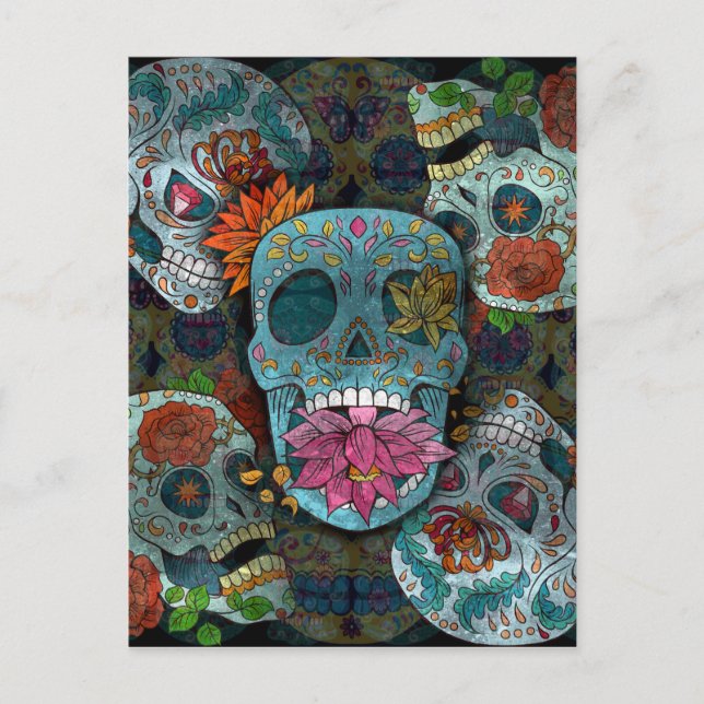 Sugar Skulls Design Postcard (Front)
