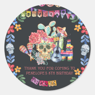 Sugar Skulls Día de los Muertos Birthday Classic Round Sticker