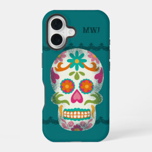 Sugar Skulls Dia De Los Muertos Monogrammed iPhone 16 Case