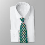 Sugar Skulls Dia De Los Muertos Patterned Tie<br><div class="desc">This necktie features illustrations of colourful sugar skulls set against a teal on dark teal chequerboard patterned background making it a perfect choice for Dia de Los Muertos or Halloween. The reverse side has a coordinating diagonal stripes design.</div>