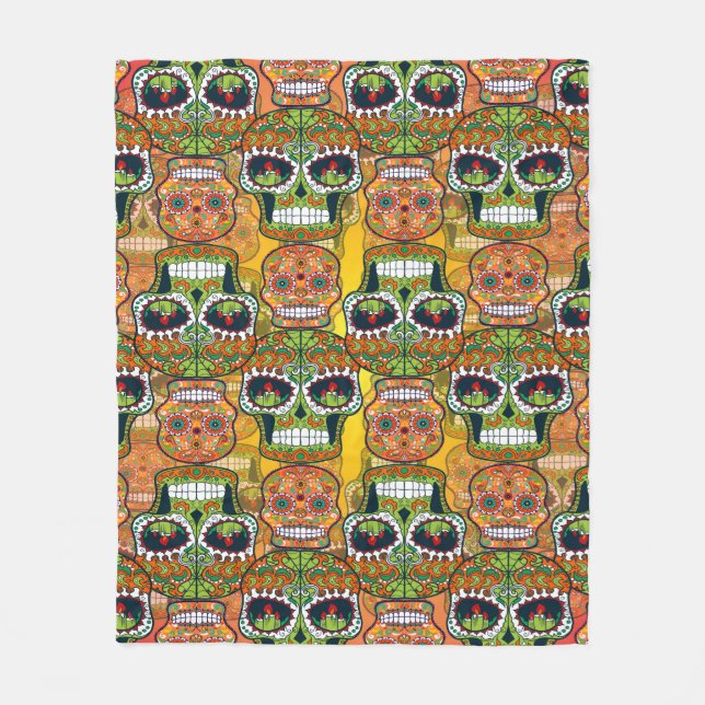 Sugar Skulls Fleece Blanket (Front)