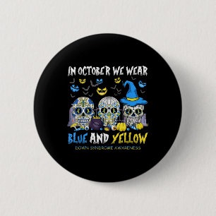 Sugar Skulls Halloween Blue And Yellow Down Syndro 6 Cm Round Badge