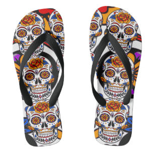 Sugar Skulls Holidays Pattern Flip Flops