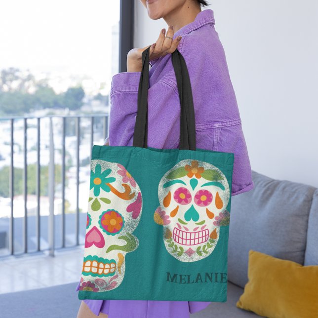 Sugar Skulls Illustration Personalised Tote Bag (Creator Uploaded)