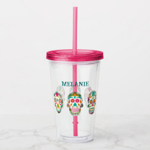 Sugar Skulls Illustration Personalized Acrylic Tumbler